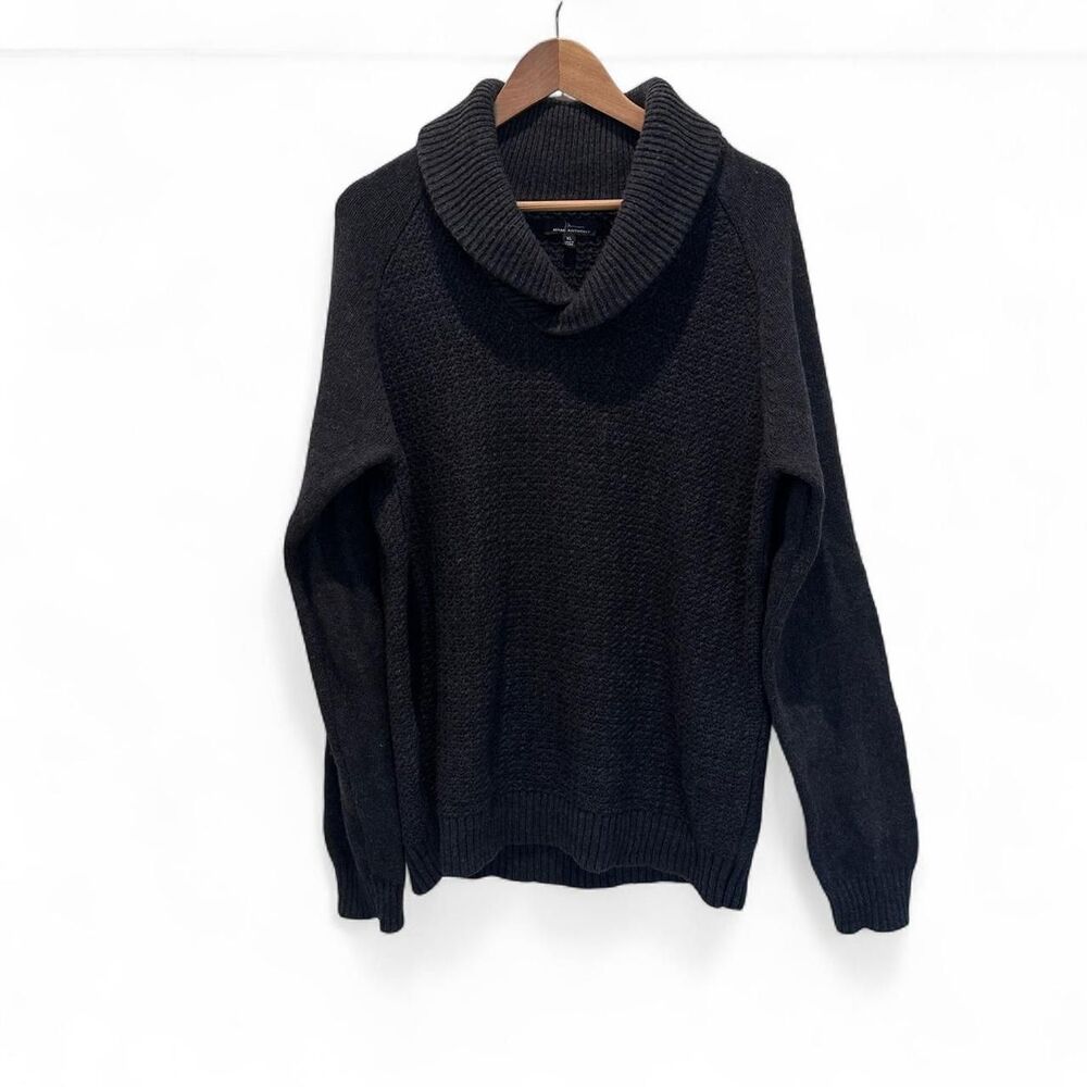 Marc Anthony Men's Black and Grey Sweater Cowl Neck Cotton/Wool XL